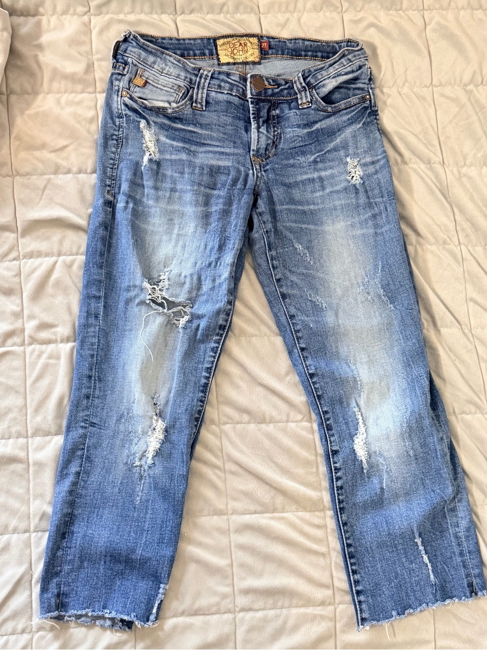 Dear John Distressed Light Blue Cropped Jeans